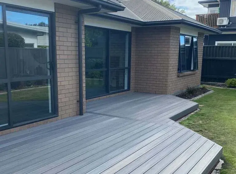 Wraparound composite deck outside sliding doors, Palmerston North